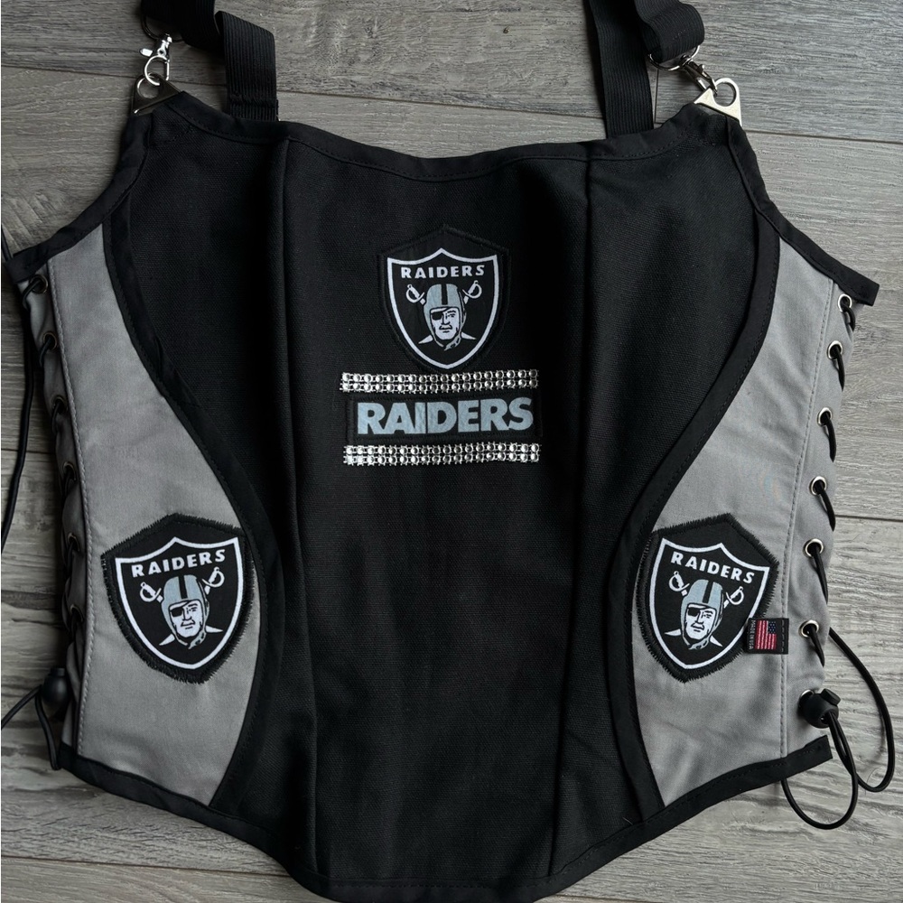 Oakland/Las Vegas Raiders Black & Gray Corset Top